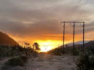 Winter sunset with Tyee power lines.